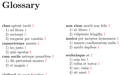 image of glossary where child entries don\'t have a name and are numbered