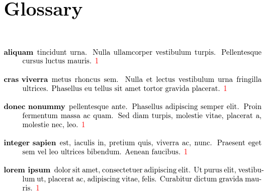 image of glossary with running descriptions that span multiple lines