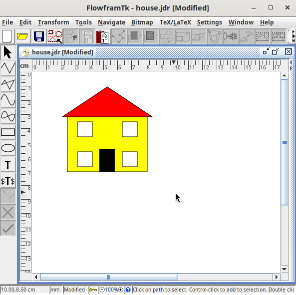 Screenshot of FlowframTk with an image of a house.