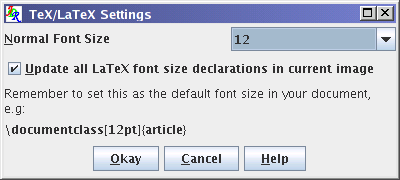 Image of JpgfDraw's normal size dialog showing 12 with a checkbox to update all relative font size declarations.