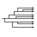 Image of arrowed lines splitting off from each other.