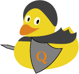 Yellow duck with cape, shield and sword