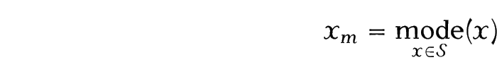 Image: x subscript m equals mode of x in S of x