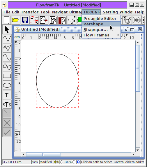 Applying parshape function to an ellipse.