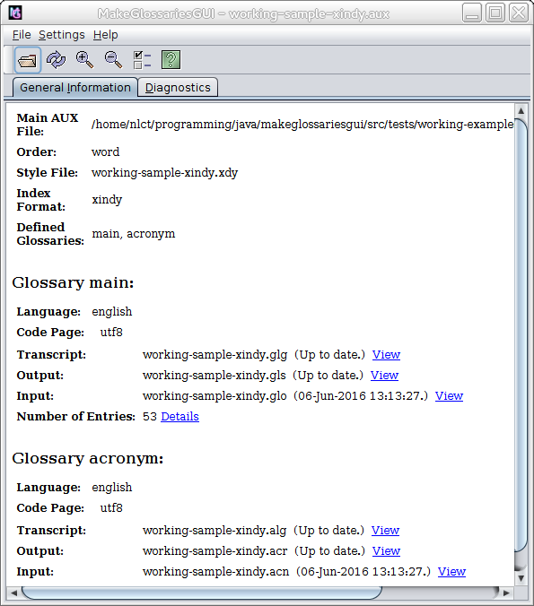 image of main window for xindy example